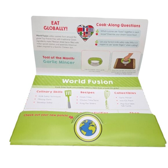 Raddish Kids Garlic Mincer Green Silver Plastic Steel World Fusion Recipes Patch - Picture 2 of 14